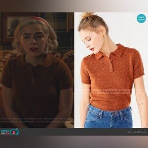 Urban Outfitters fuzzy brown polo sweater